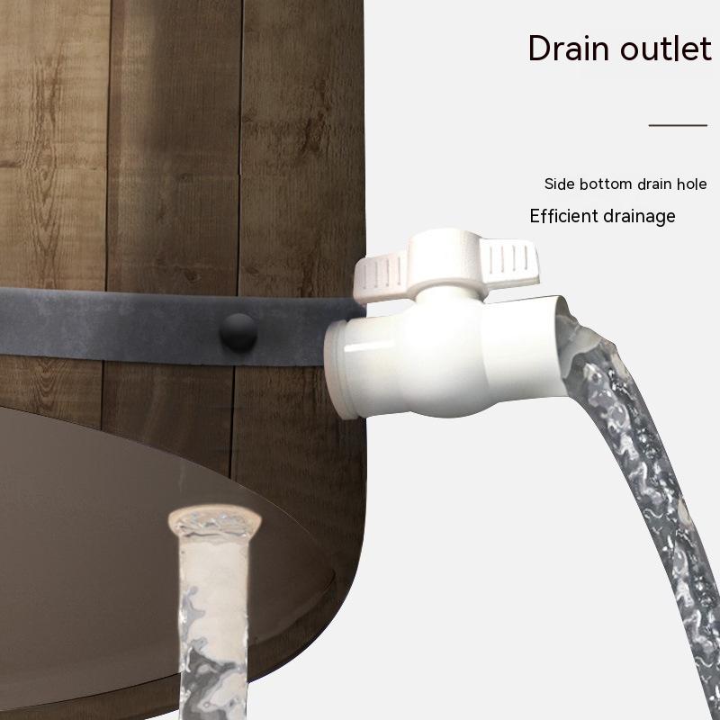 Portable Folding Bath Barrel for Home Use, 70x70cm Wooden Grain
