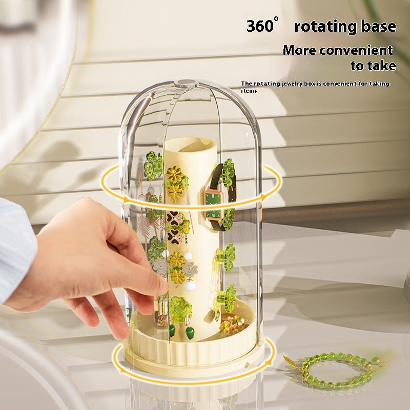 Large Capacity Jewelry Storage Box with Rotating Door - Clear or Colorful Variants