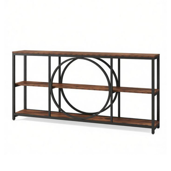 Narrow Console Table with Storage - 70.9-Inch, Black Metal Frame