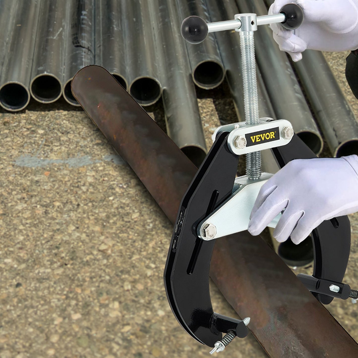 Pipe Clamp 2-6 Inch High Strength Steel Pipe Fitting Tool Black