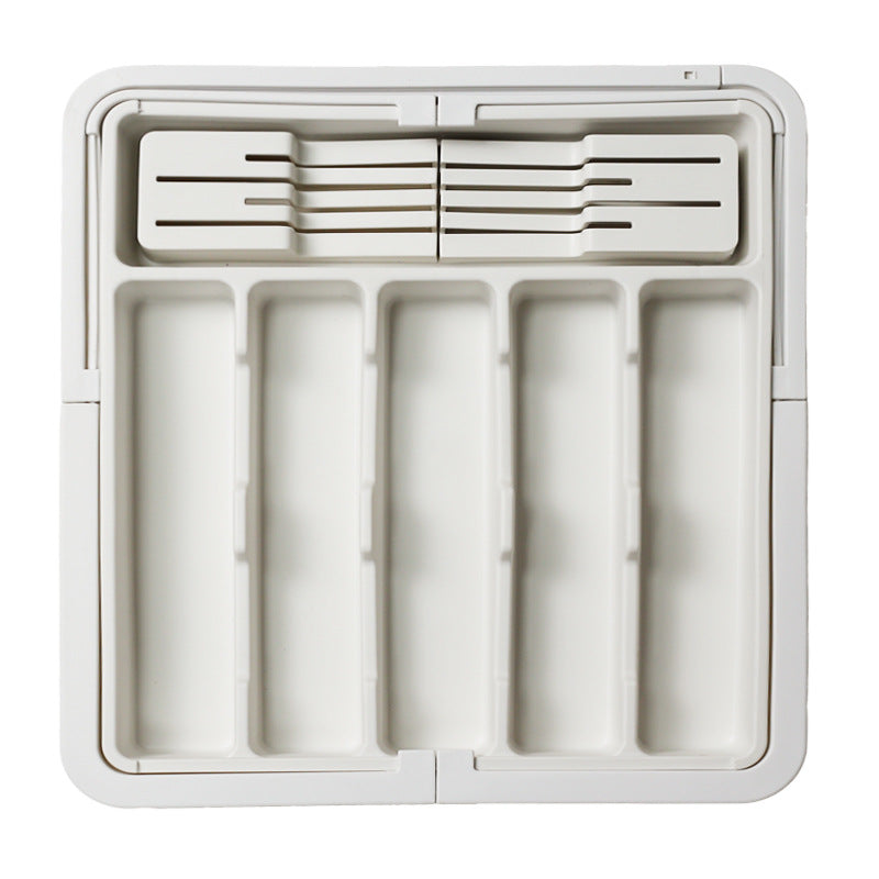 Kitchen Cutlery Storage Box Organizer with Expandable Compartments