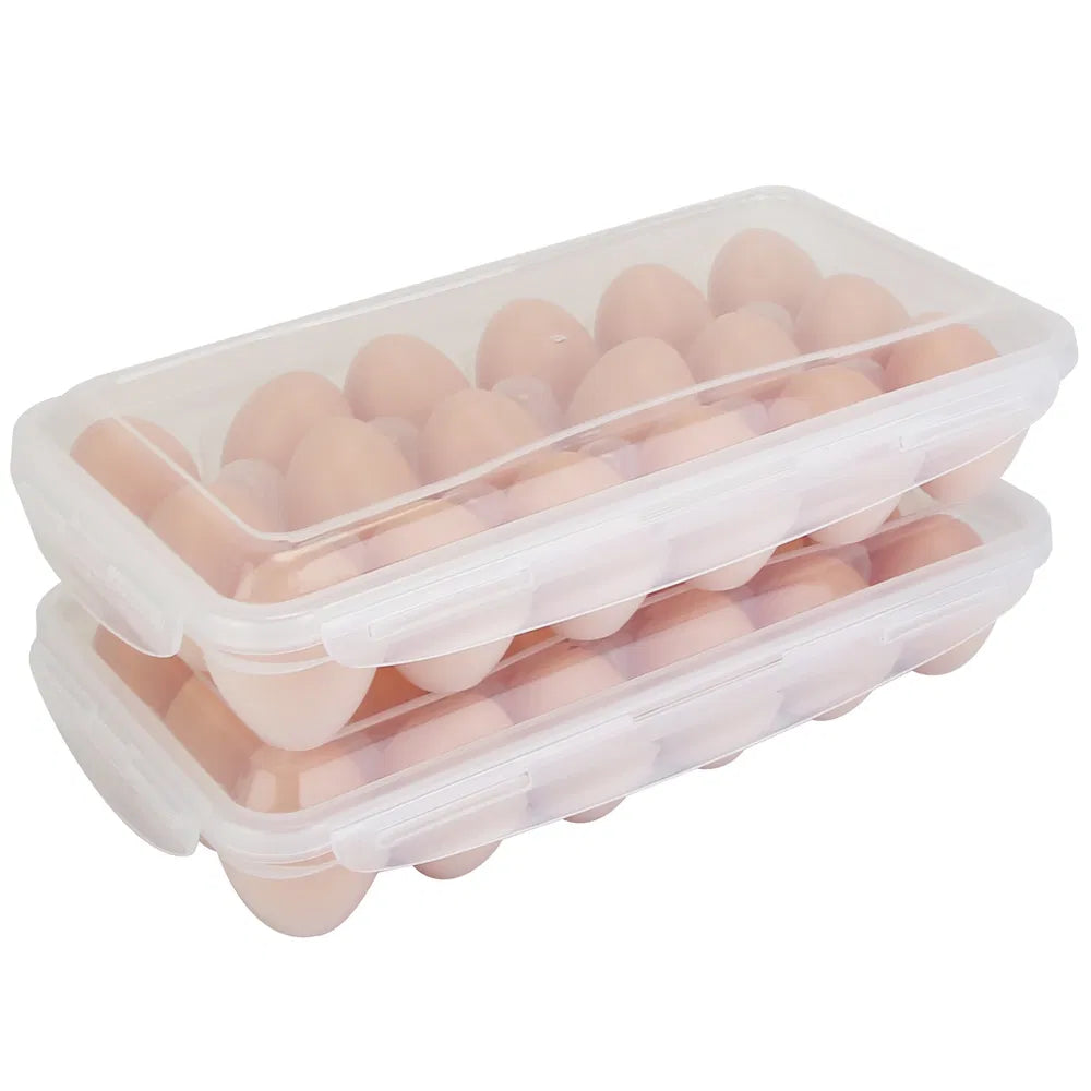 2Pcs Plastic Egg Holder Stackable Storage Box Rack For Refrigerator