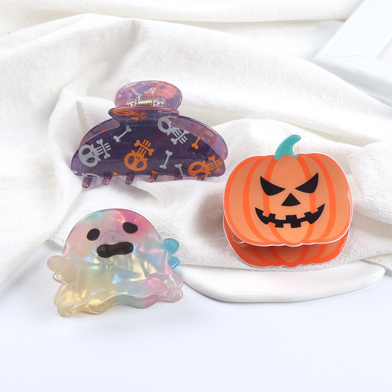 Halloween Pumpkin Ghost Claw Hair Clip - Gothic Dark Fashion Accessory