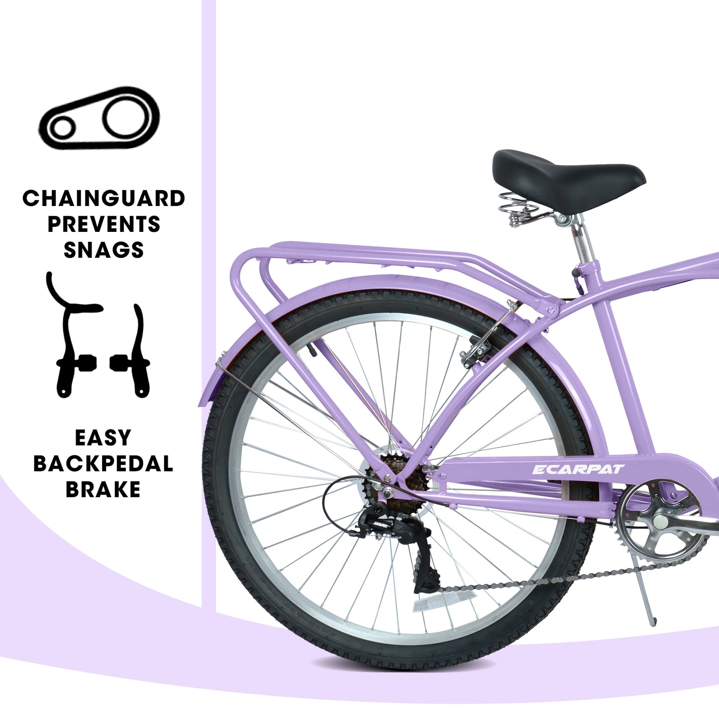 26-Inch 7-Speed Beach Cruiser Bike for Men & Women - Multiple Colors