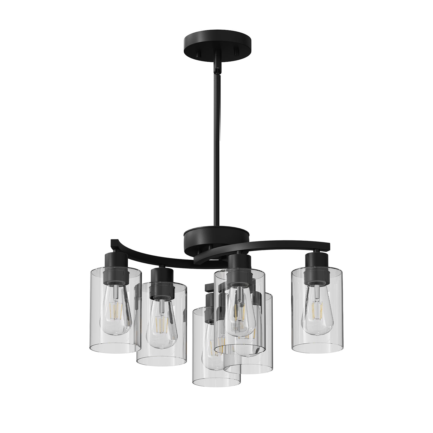 6-Light Farmhouse Black Chandelier for Dining Room Modern Pendant Light Fixture