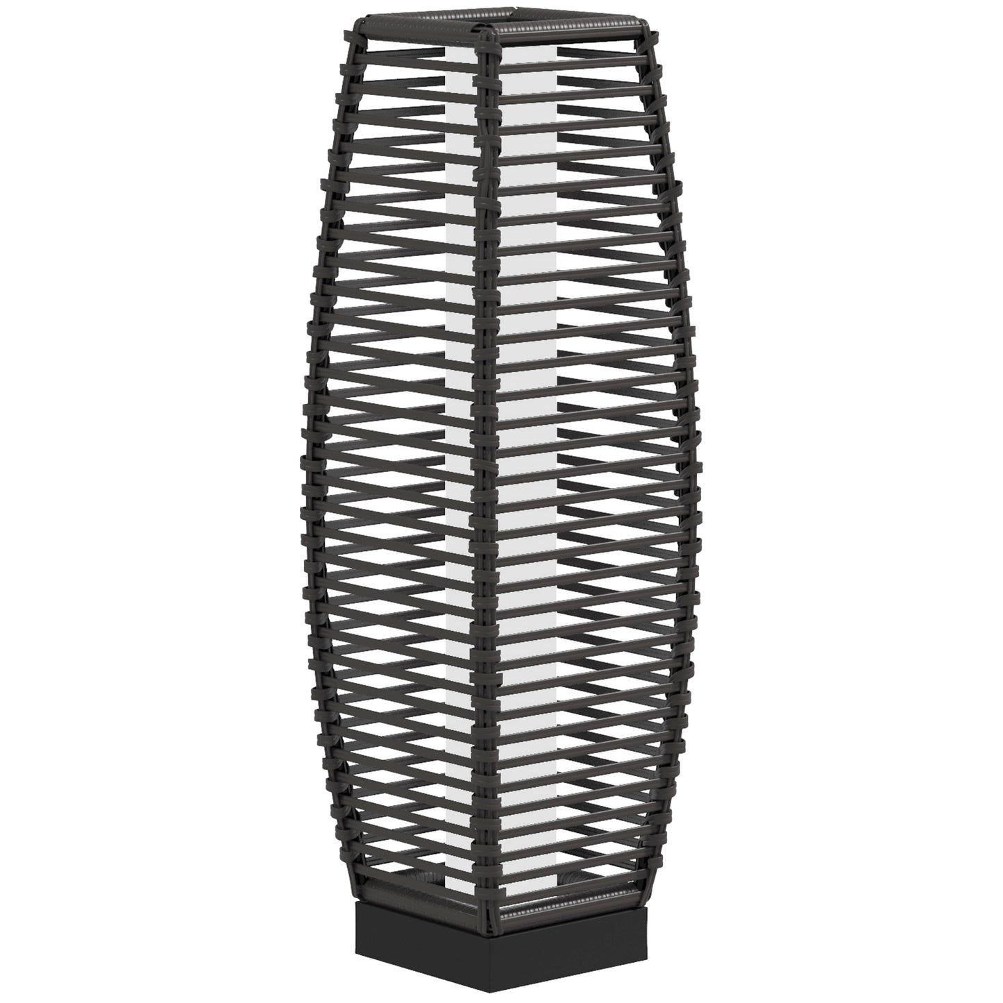 Outdoor Rattan Solar Floor Lamp - Gray Garden Lantern Light