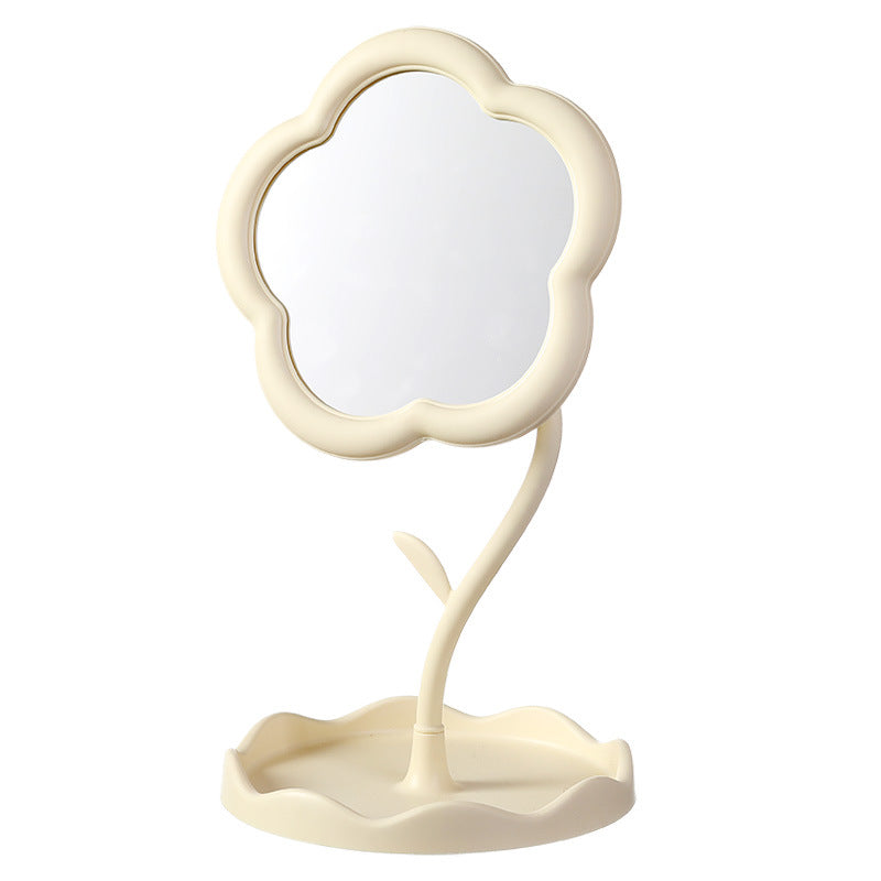 Desktop Makeup Mirror with Sunflower Design - Minimalist Korean Style