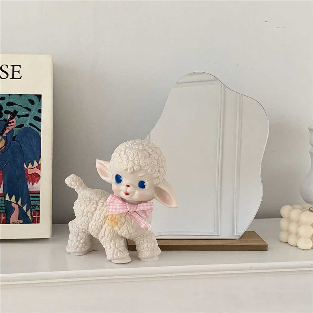 Irregular Acrylic Makeup Mirror with Wooden Base - Decorative Beauty Accessory