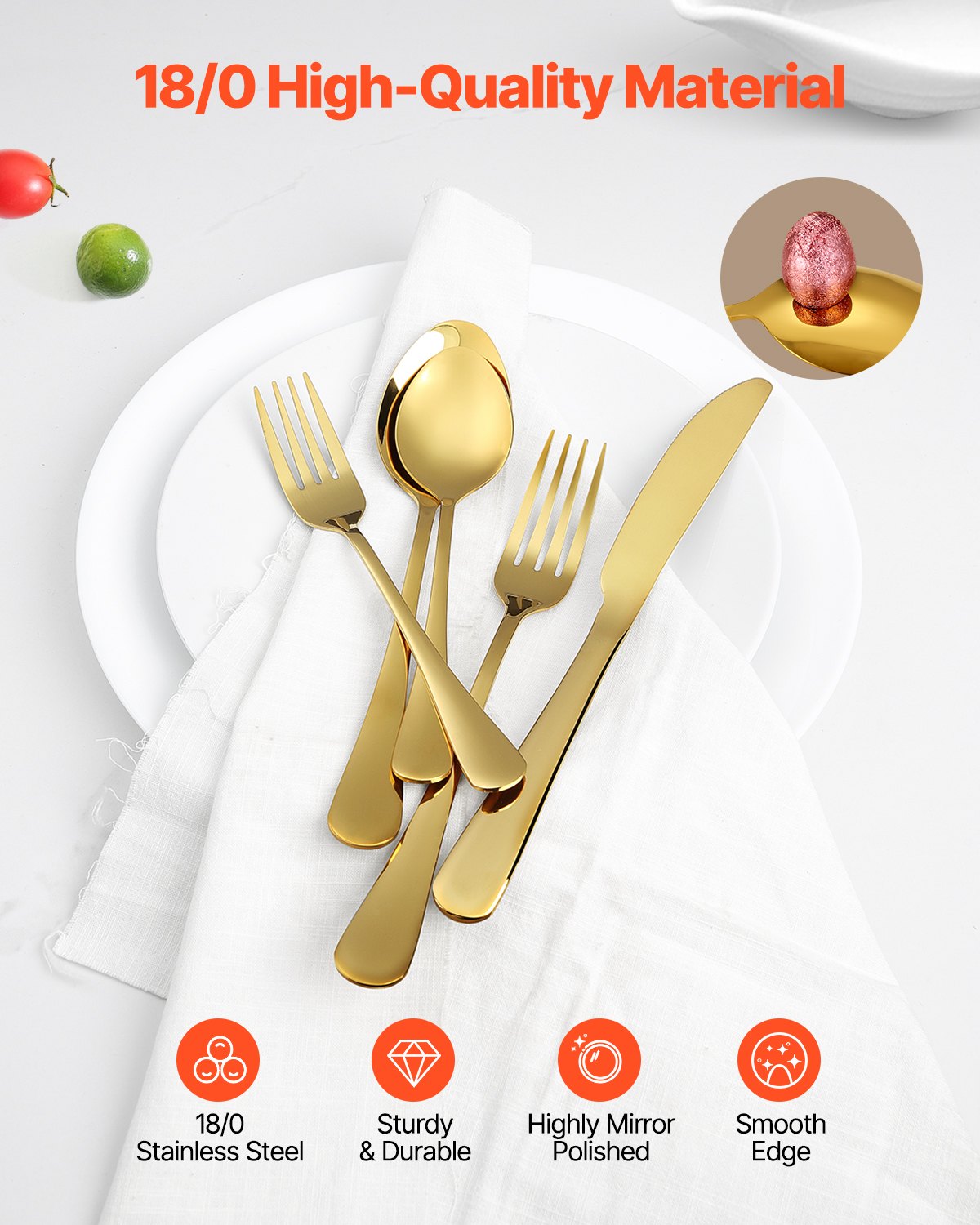 100-Piece Stainless Steel Flatware Set for 20 - Golden