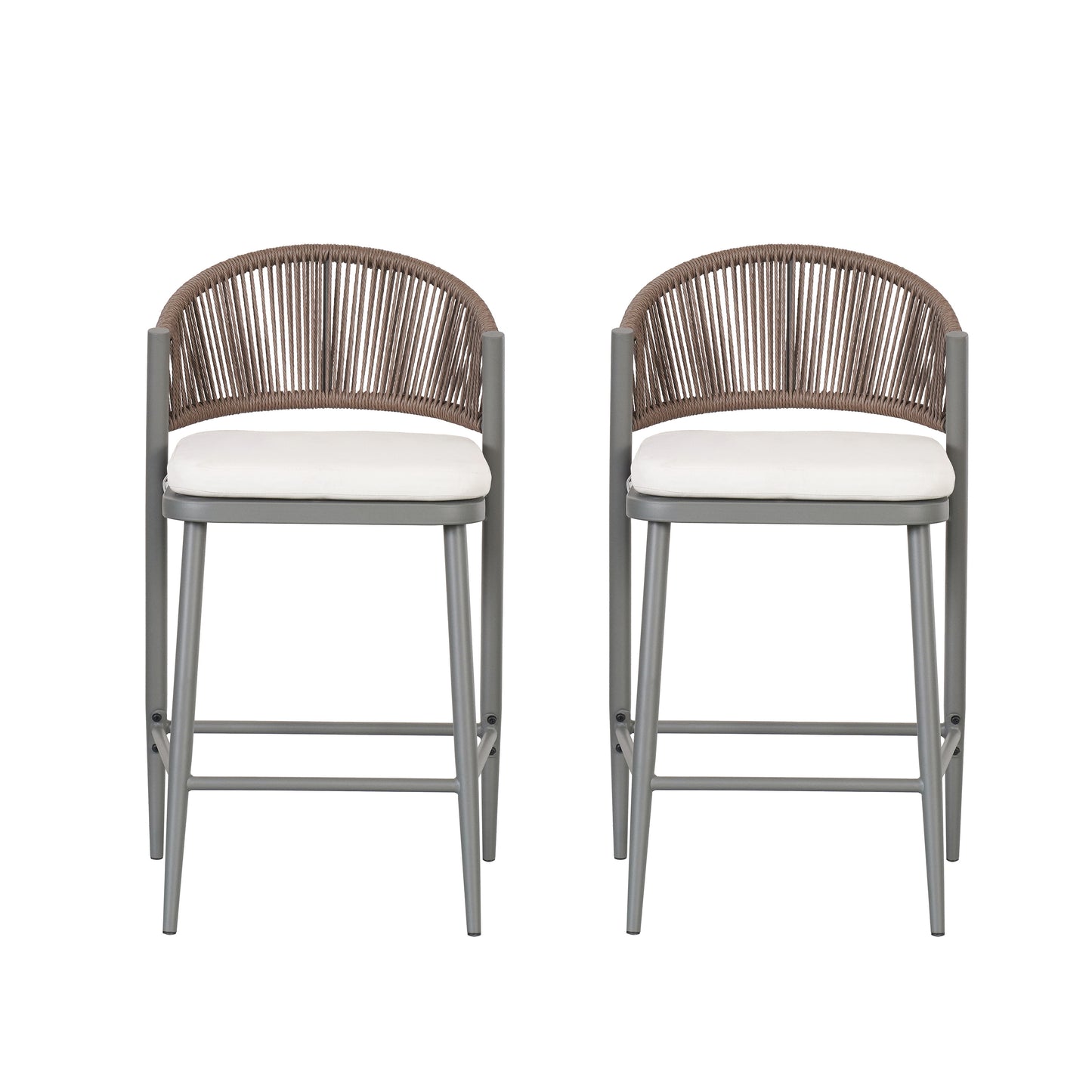 Outdoor 26 Seat Height Metal Frame Counter Stools With PE Rattan