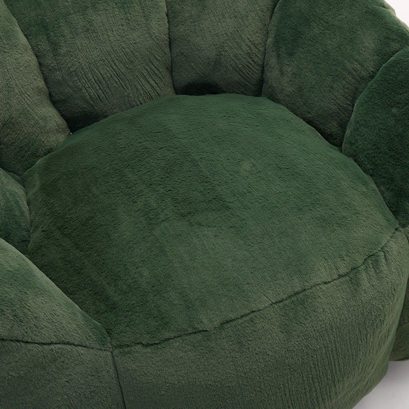Adult Bean Bag Sofa with Pull Ring - Green Faux Fur