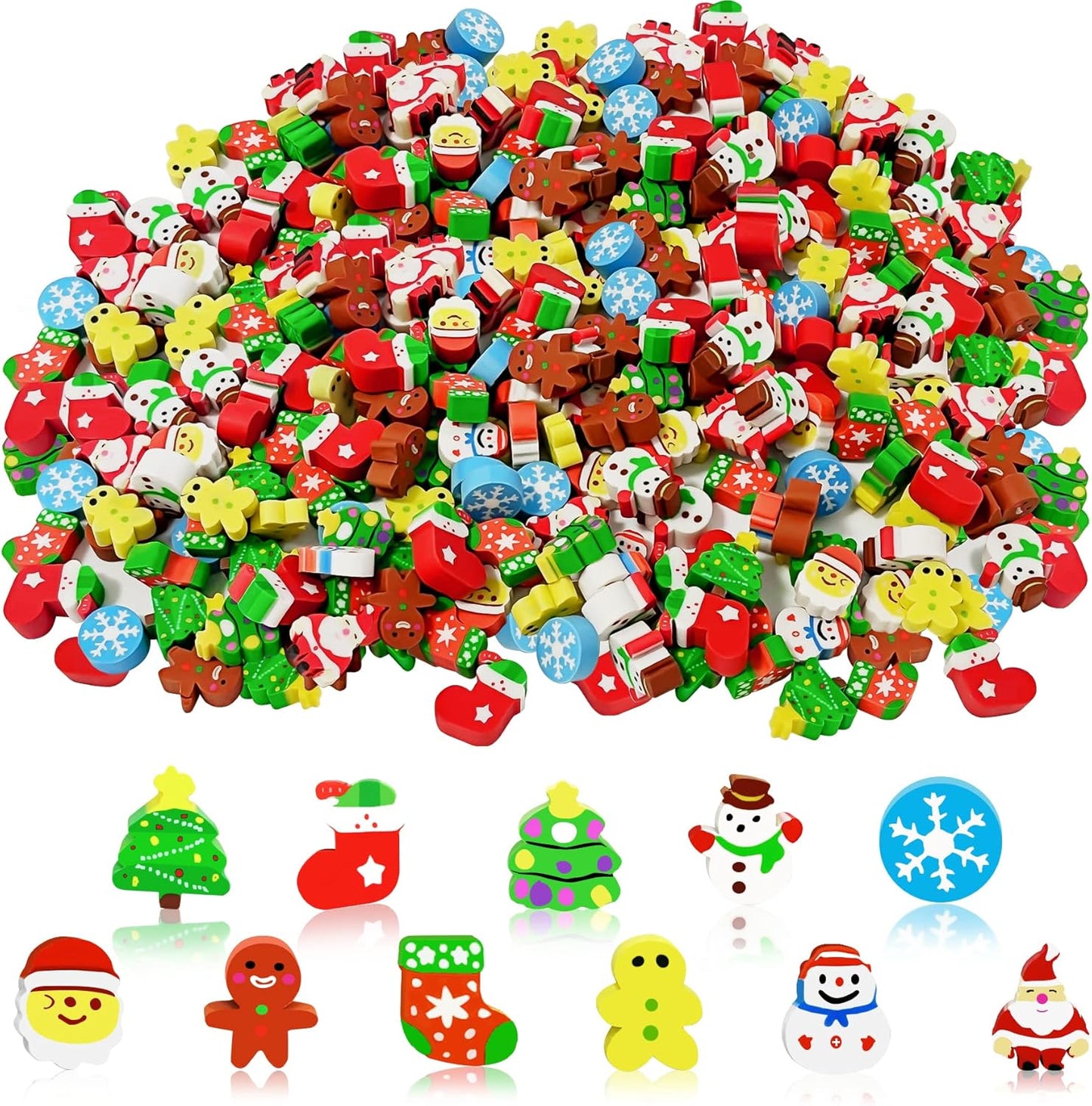 150 Pcs Christmas Mini Animal Pencil Erasers - Fun Holiday Party Favors