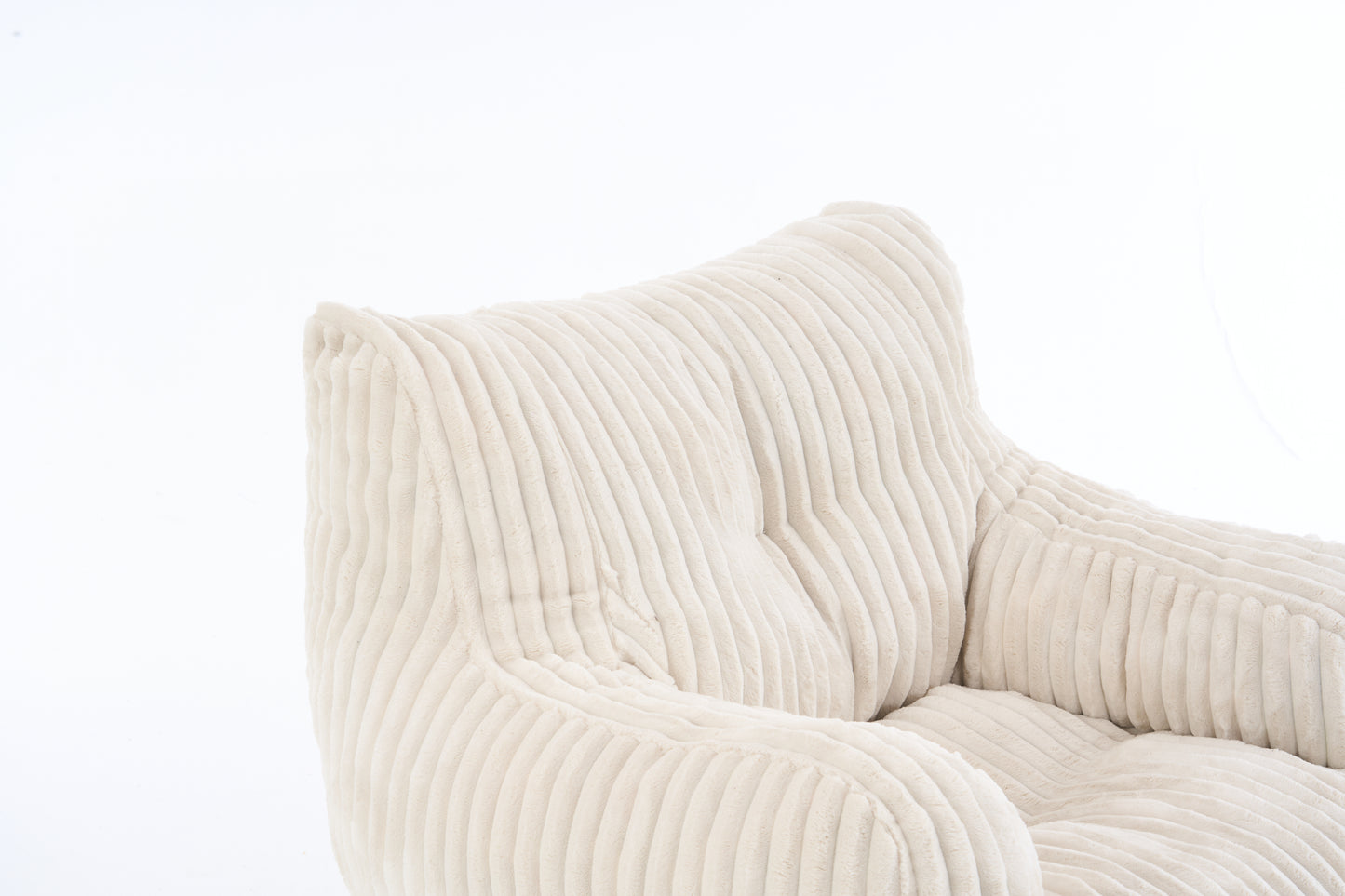 Soft Corduroy Bean Bag Chair with Memory Foam - Beige