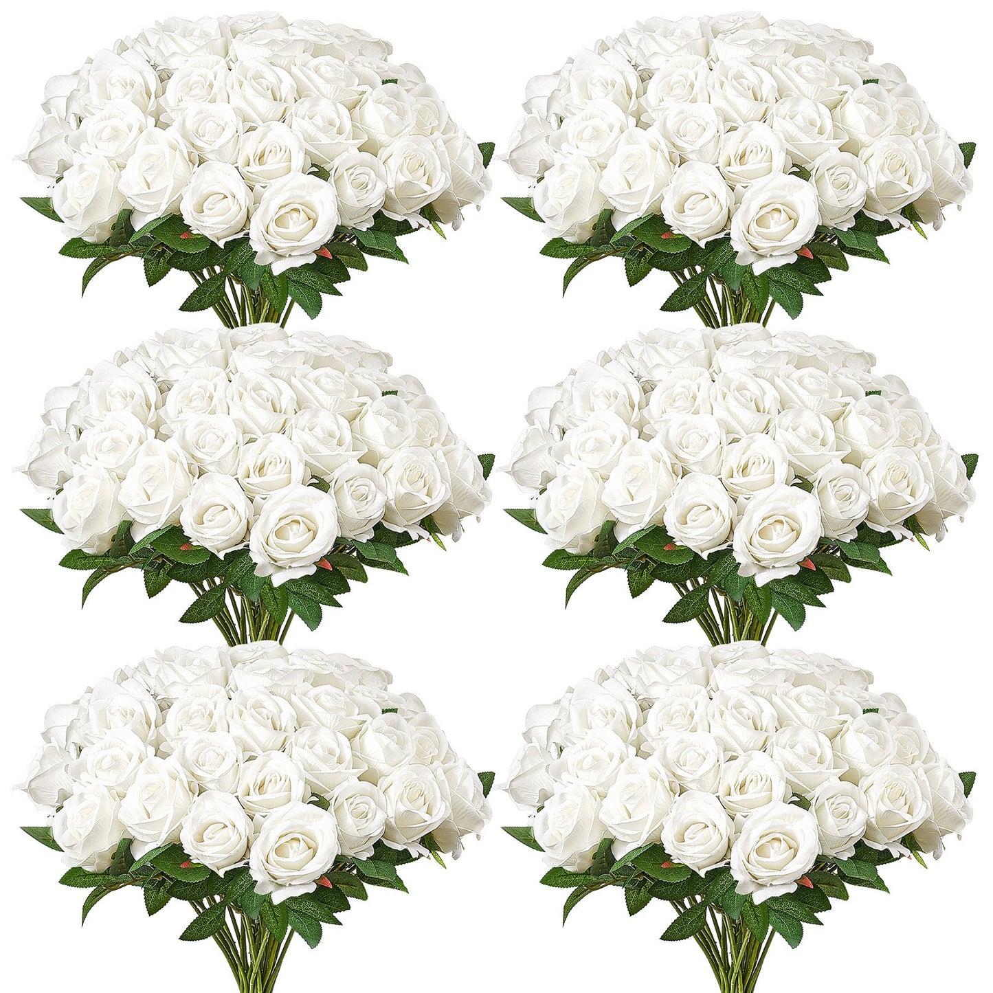 120 White Artificial Rose Flowers for Home Decor & Floral Arrangements