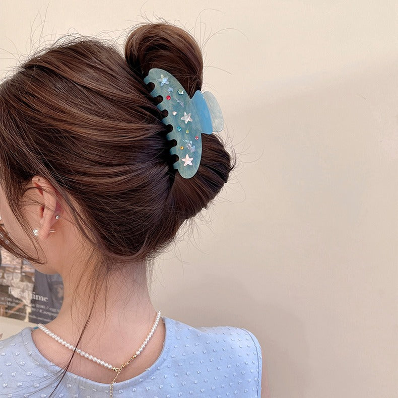 Blue Acetic Acid Hair Clip - Retro Grip Claw Clip