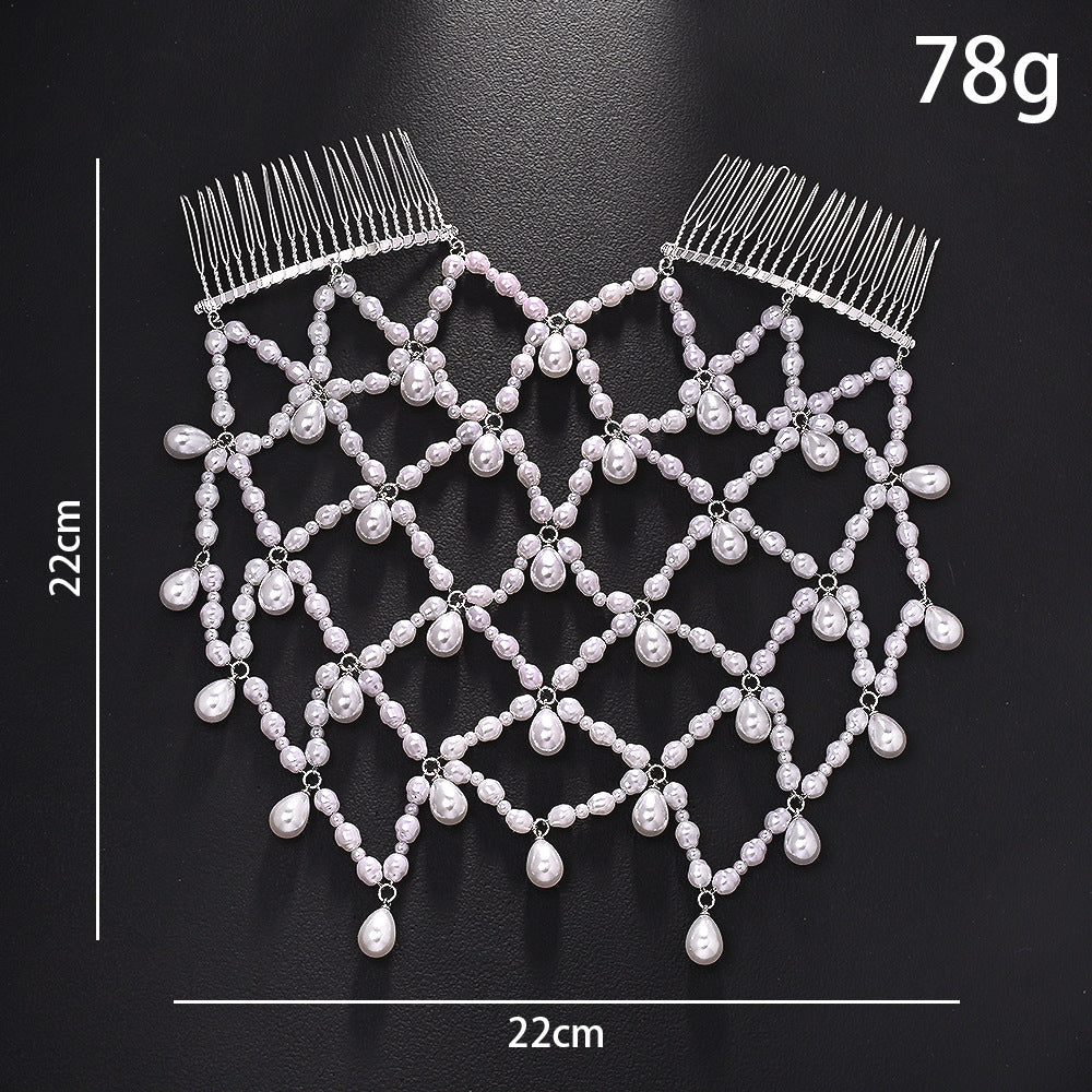 Mesh Pearl Headpiece Baroque Princess Style for Women - Gold & Silver