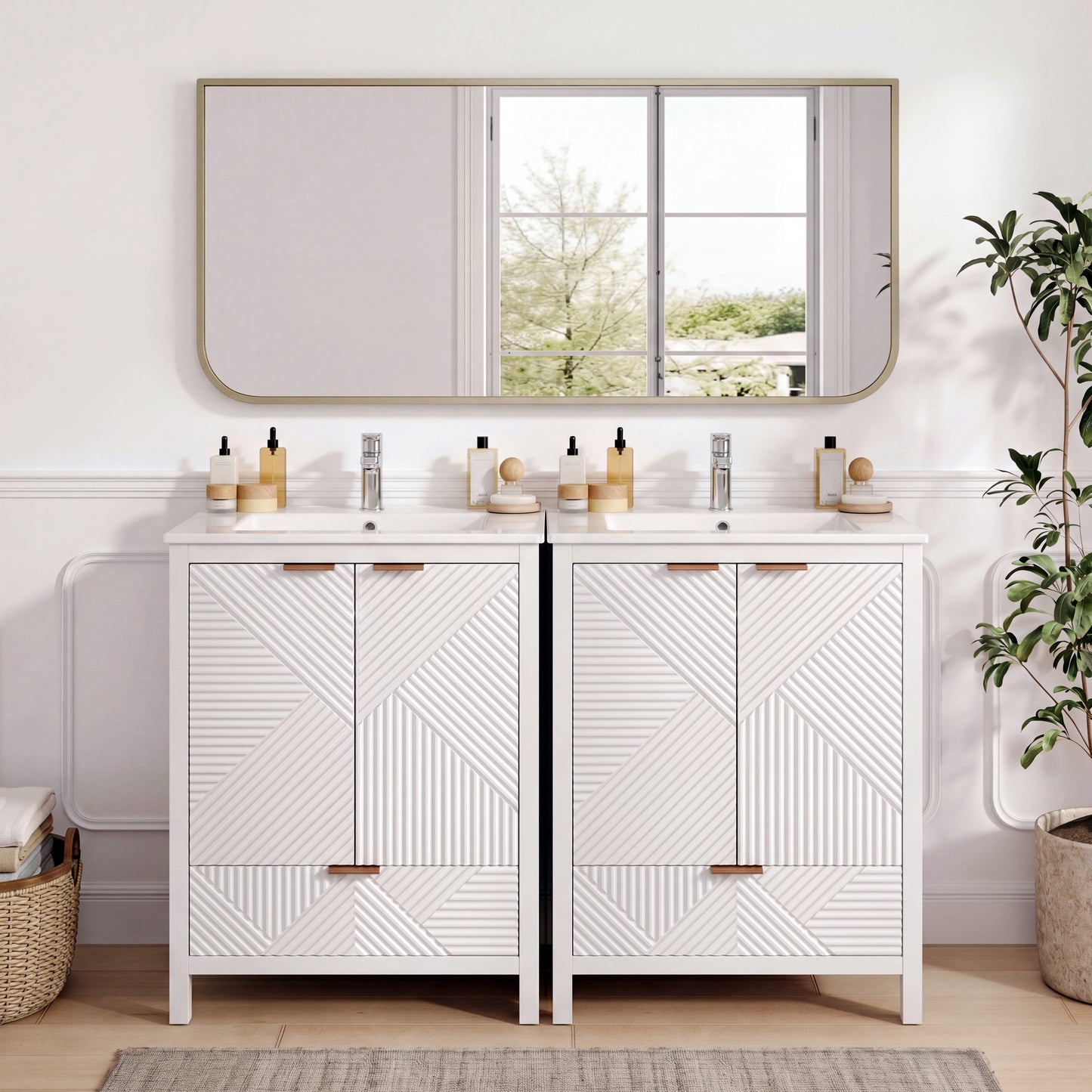 48" Modern Bathroom Vanity Set with Soft Close Hinges - White