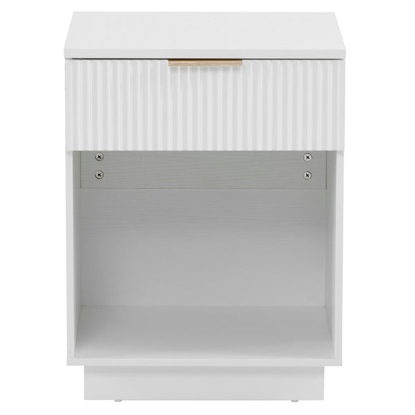 White Night Stand with Drawer & Shelf - 45x40x60cm