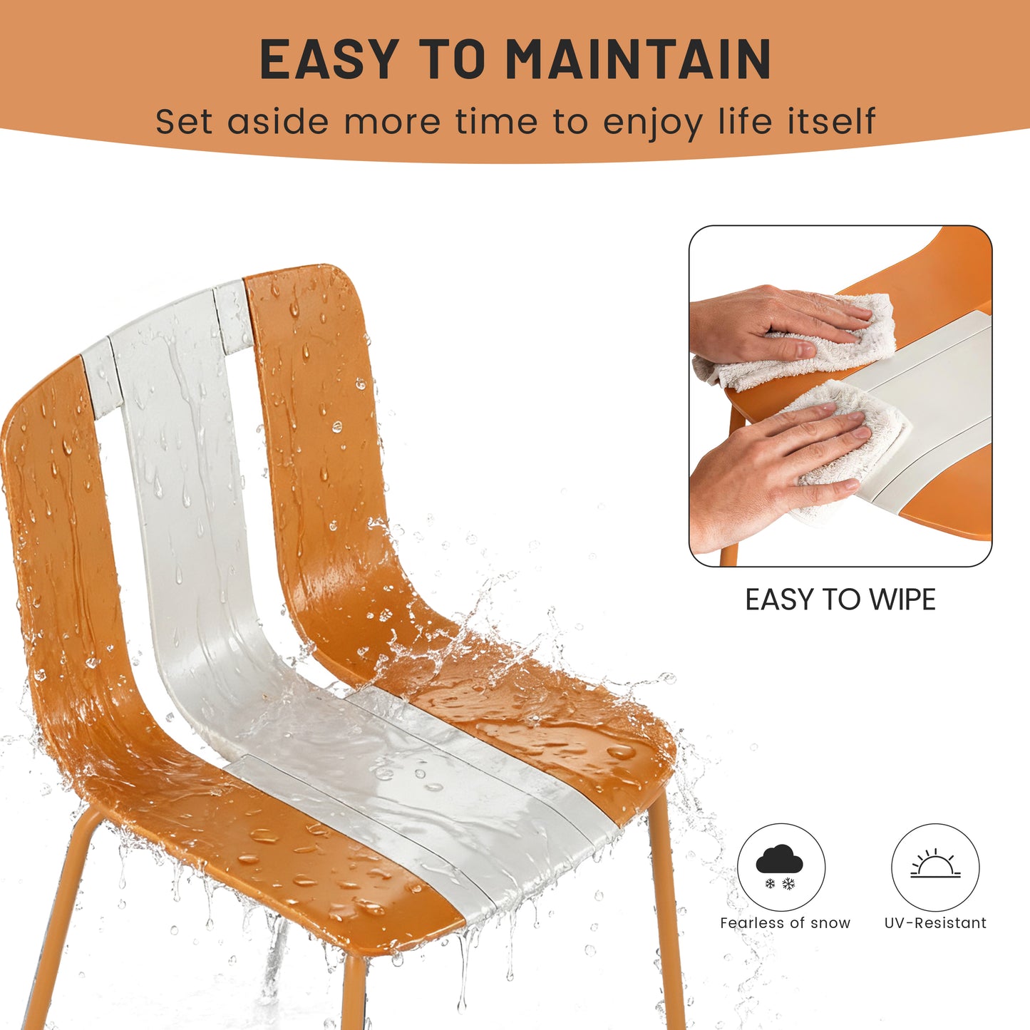4-Pack Modern Striped Color Block Chairs - Indoor/Outdoor Seating