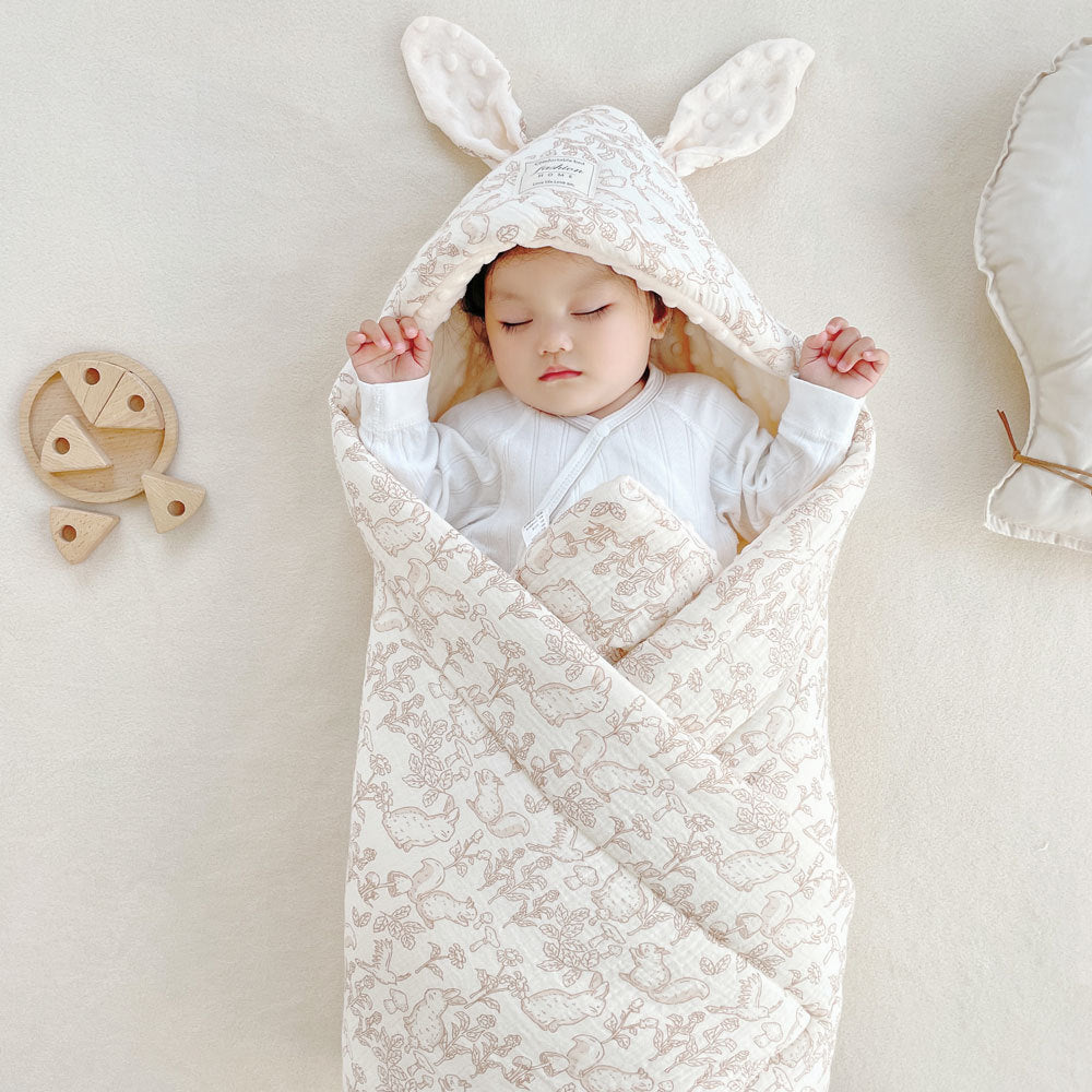 Newborn Swaddle Blanket for Baby Delivery Room Spring Summer Unlined 350g Cotton