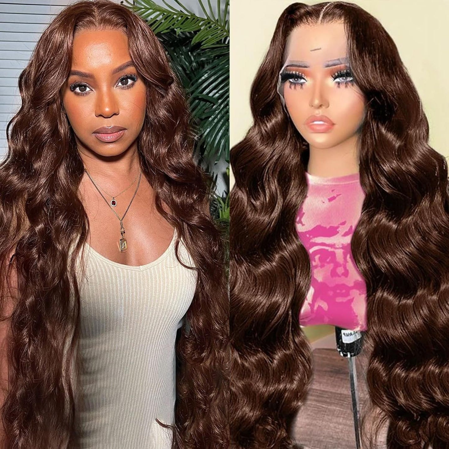 Chocolate Brown Body Wave 13x4 Lace Front Human Hair Wig