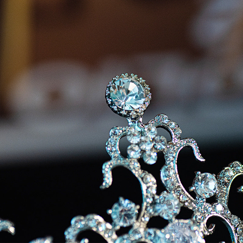 Zircon Bridal Crown Tiara Headpiece - White