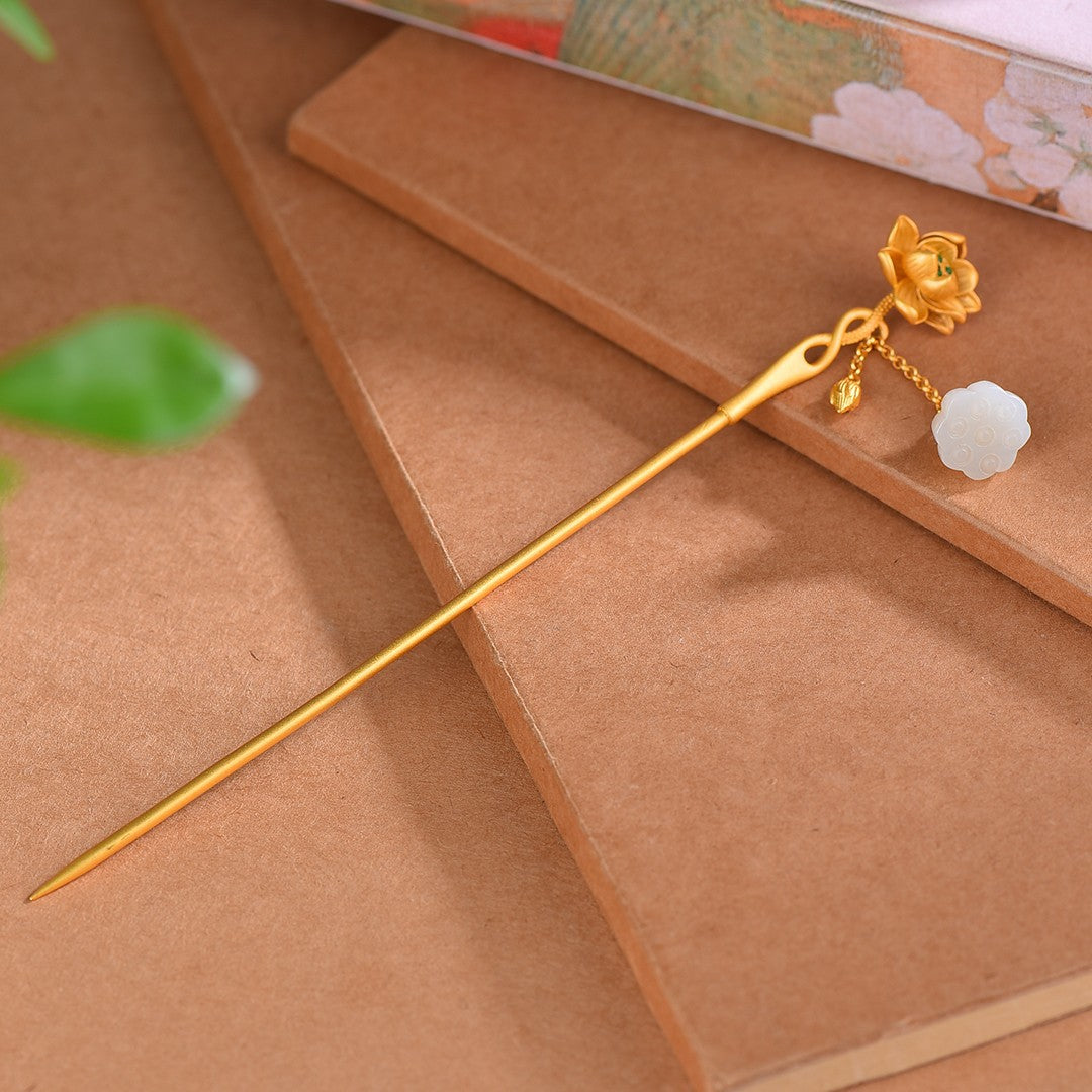 Hetian Jade S925 Silver Hairpin with Enamel – Multiple Styles
