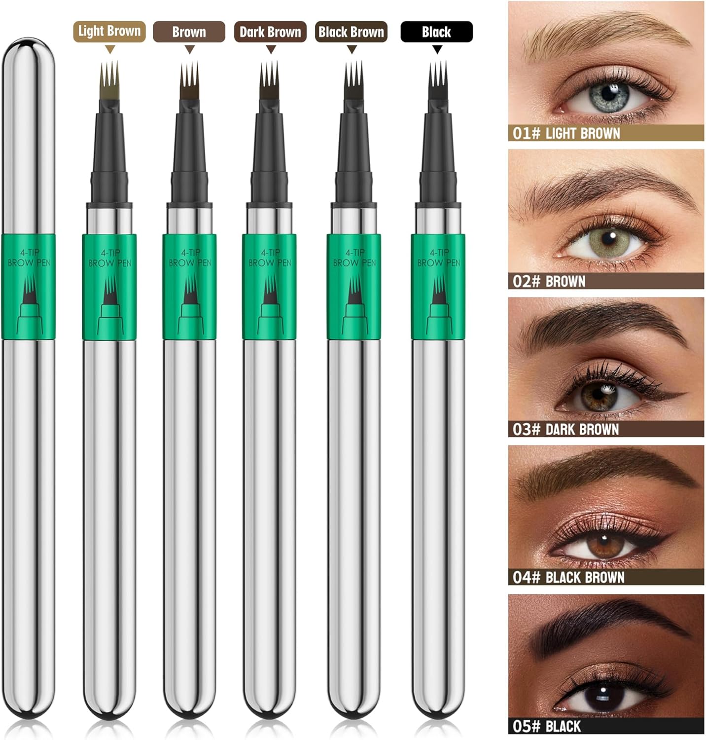 Waterproof 4-Fork Tip Eyebrow Pen - Long-Lasting Natural Brow Makeup