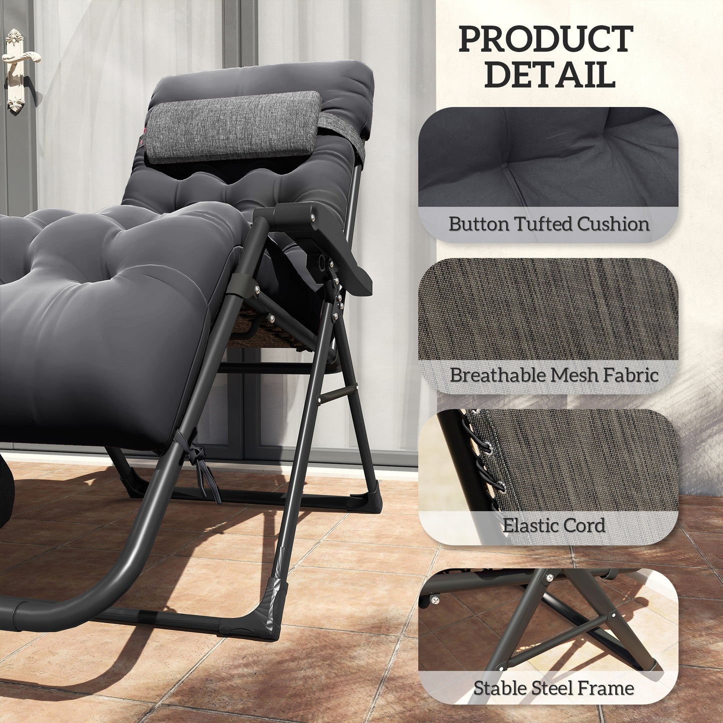 Folding Zero Gravity Chair with Cup Holder - Black