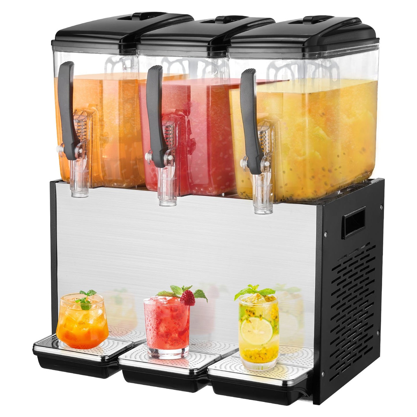 12L Commercial Beverage Dispenser with 3 Tanks, Food-Grade Stainless Steel, Silver