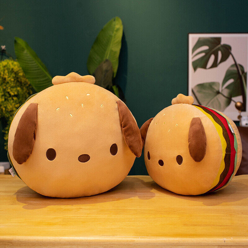 Puppy Hamburger Plush Cushion for Children's Room Decor - Multiple Sizes