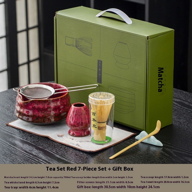 Japanese Style Matcha Bowl Set with Whisk and Accessories - Ceramic Tea Ceremony Kit