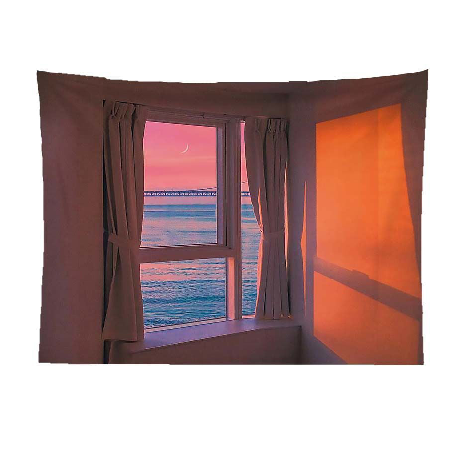 False Window Scenery Background Cloth for Home & Garden Curtains