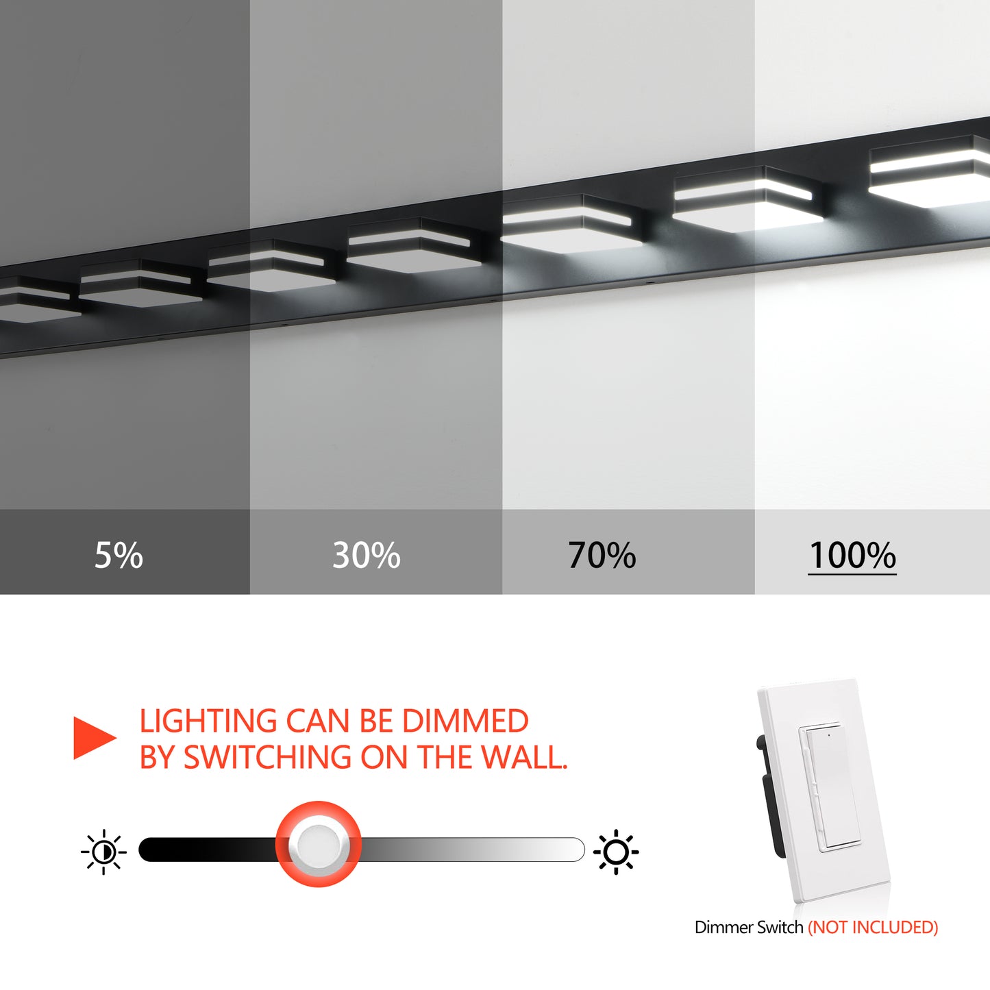 Modern Black LED Wall Sconce - 8-Light Bathroom Vanity Light
