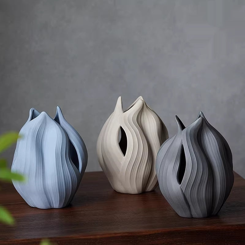 European-Style Ceramic Vase for Home Decor Small Blue Vase