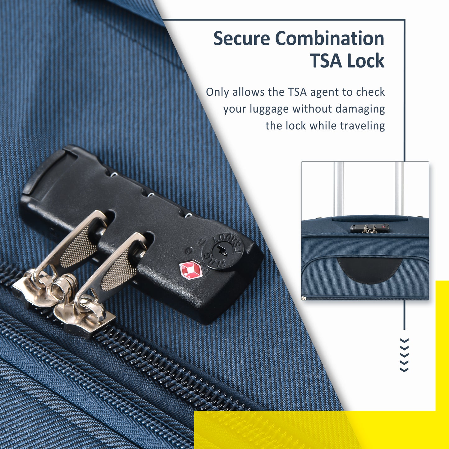 Expandable Softside Luggage Set - 3 Piece Spinner Suitcase - Dark Blue