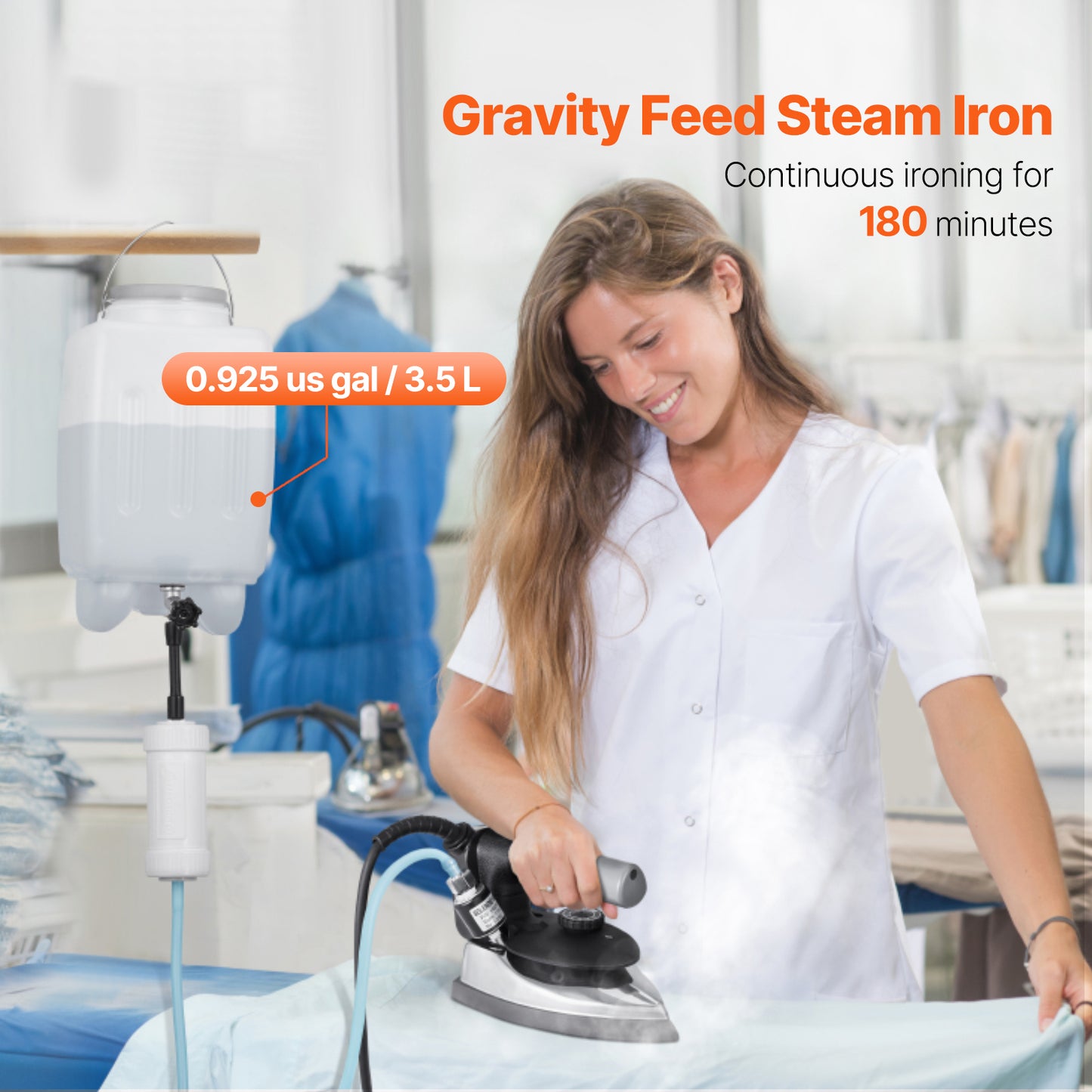 Gravity Feed Steam Iron 1000W with Large 3.5L Tank & 5 Temp Settings