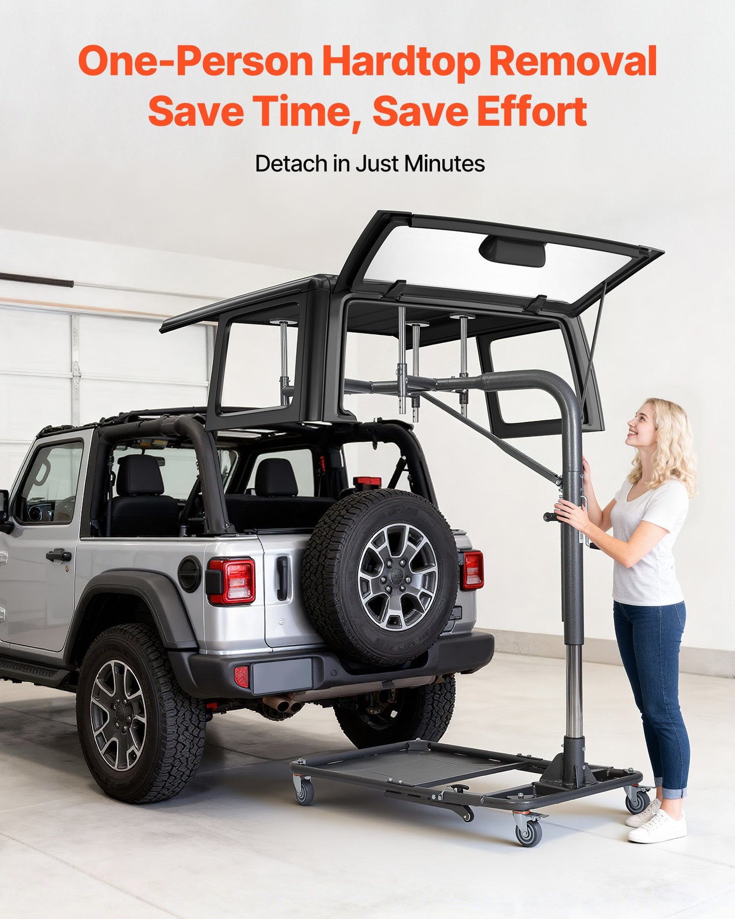 Jeep Hard Top Removal Lift - 220 Lb Capacity, Foldable & Adjustable, Easy One-Person Operation