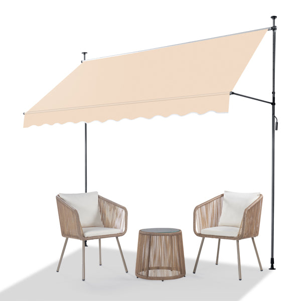 Retractable Patio Awning - Khaki Sun Shade Shelter