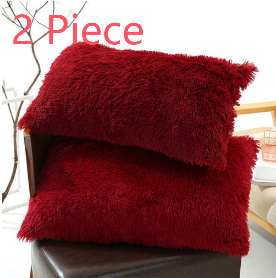 Winter Plush Pillowcase Set - Fluffy Long Plush & Velvet Bedding