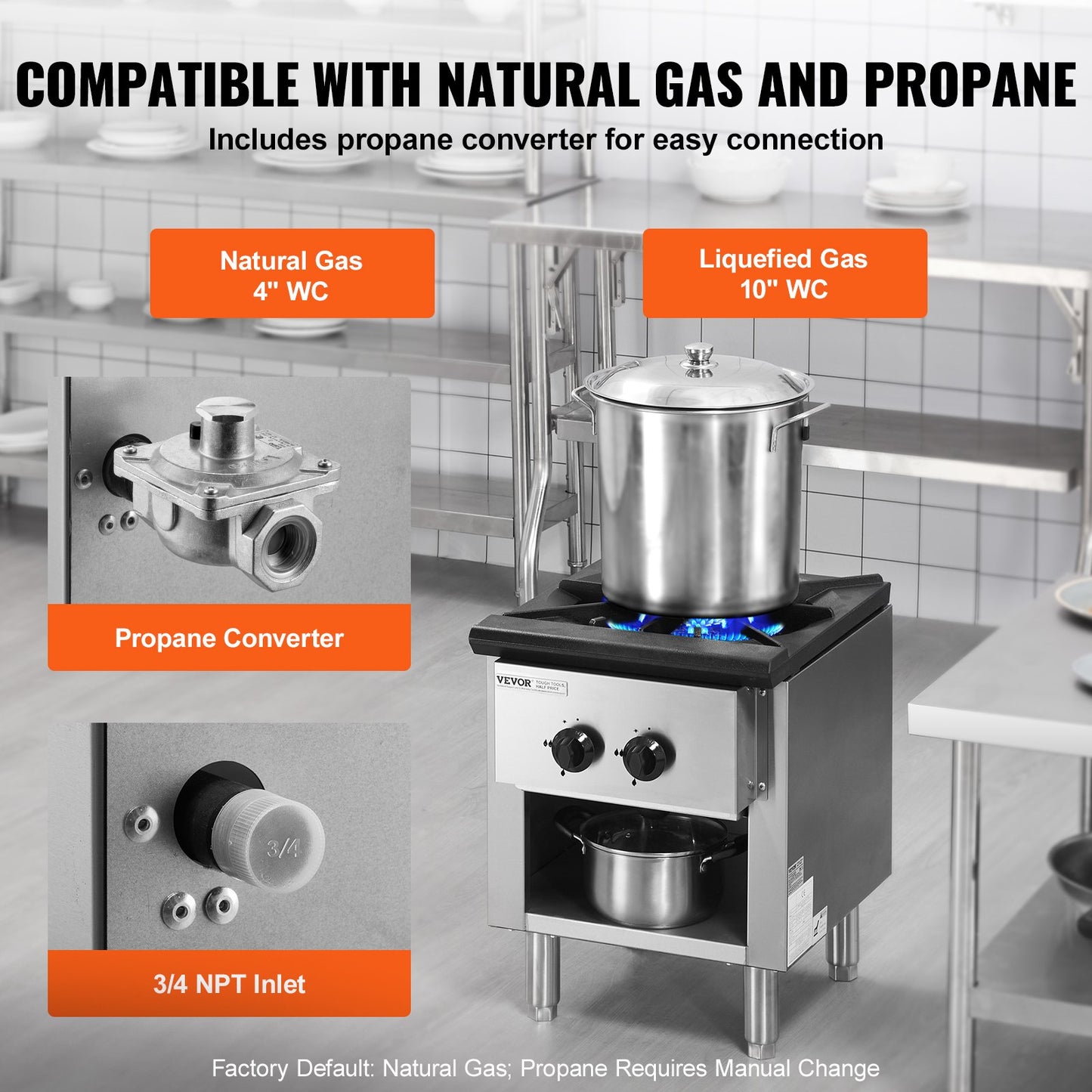 Commercial Gas Range Stove - 1 Burner Countertop Cooking Hot Plate