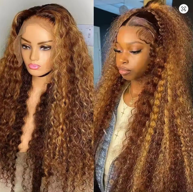 Fashionable Piano-Color Front Lace Wigs for All Face Shapes - Synthetic, High-Temp Resistant