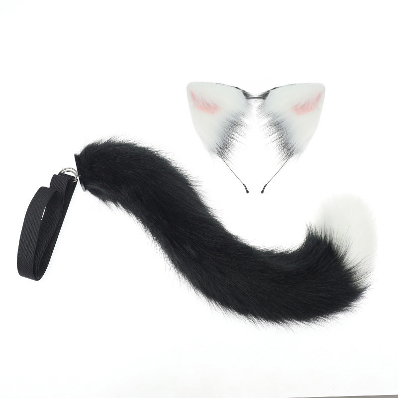 Cat Ear Headband and Tail Set - Plush, Trendy Cat Costume Accessory