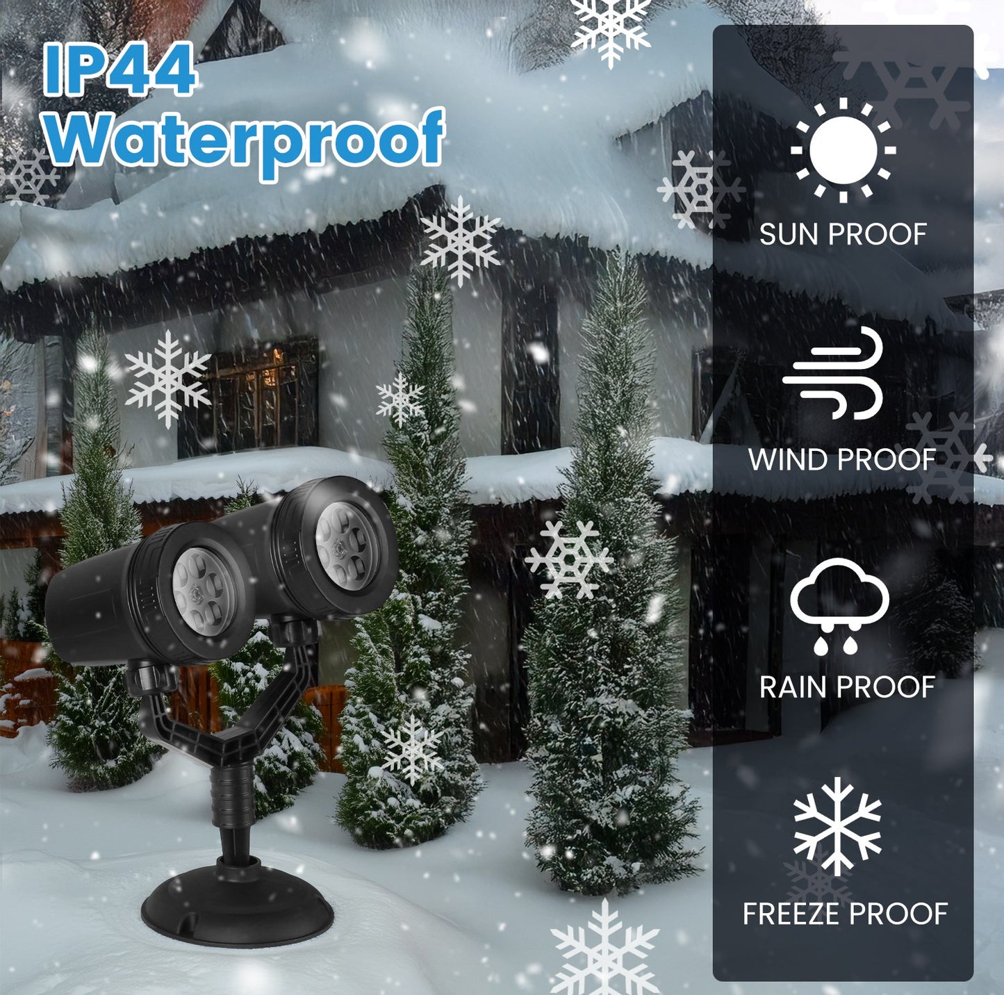 Christmas Snowflake Projector Light Dual Head Waterproof LED Outdoor Decoration