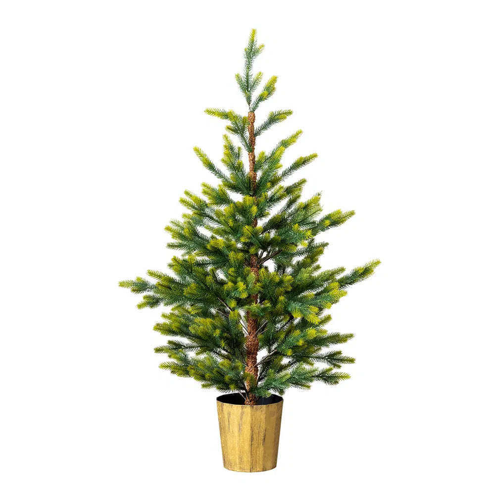 Potted 4FT Dual Tone Artificial Christmas Trees - 2 Pack