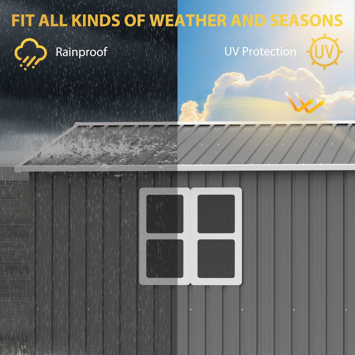 12x10 FT Heavy Duty Metal Outdoor Storage Shed - Grey