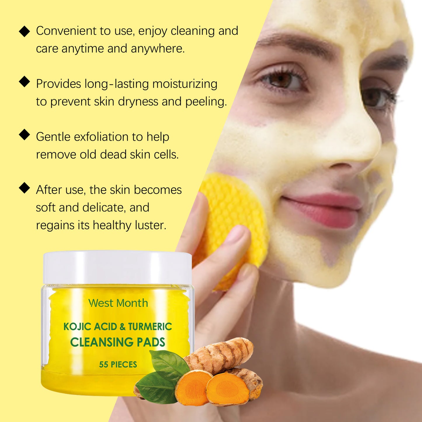 Turmeric Facial Cleansing Pads - Deep Pore Cleanser & Skin Brightener