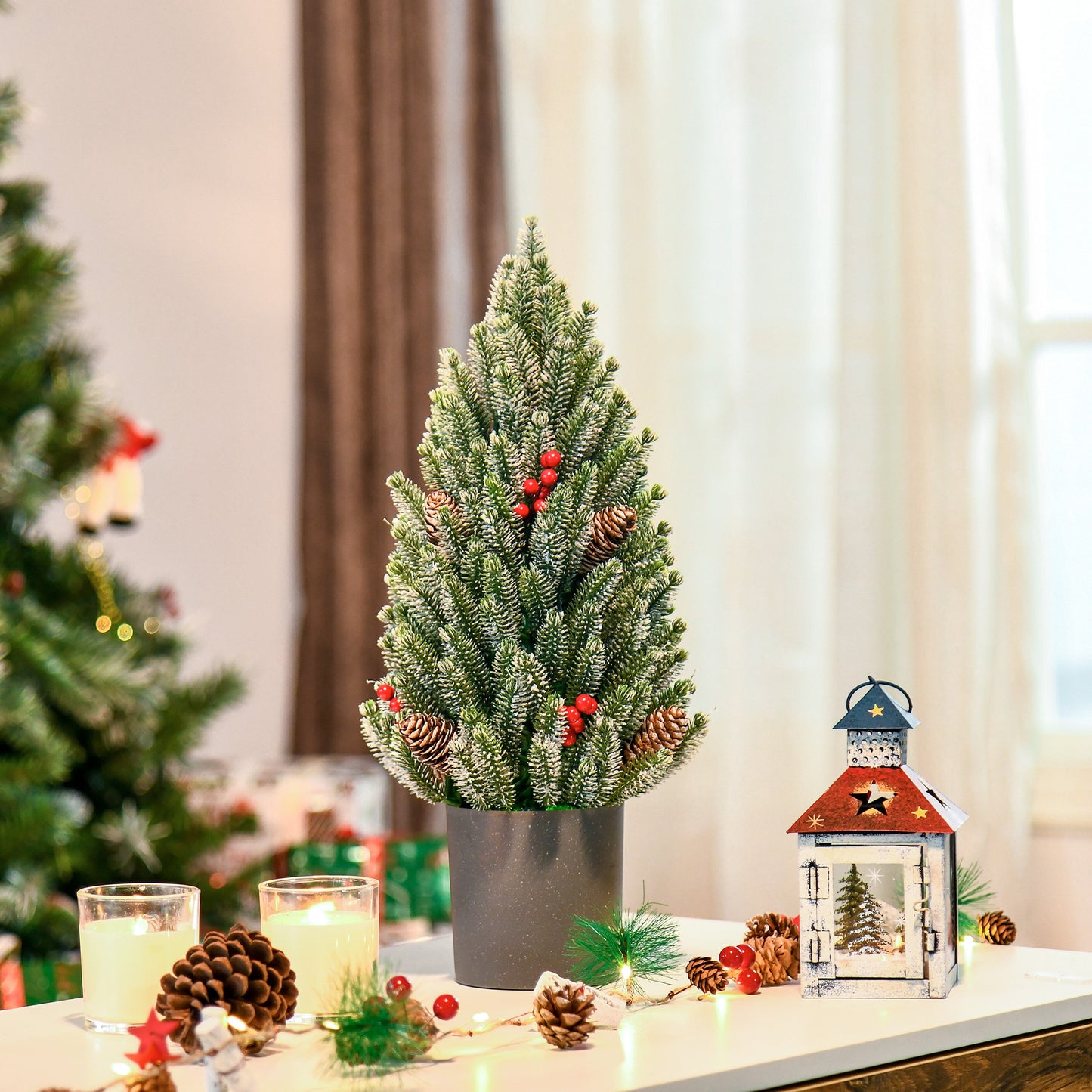 18" Tall Miniature Snow-Flocked Tabletop Christmas Tree