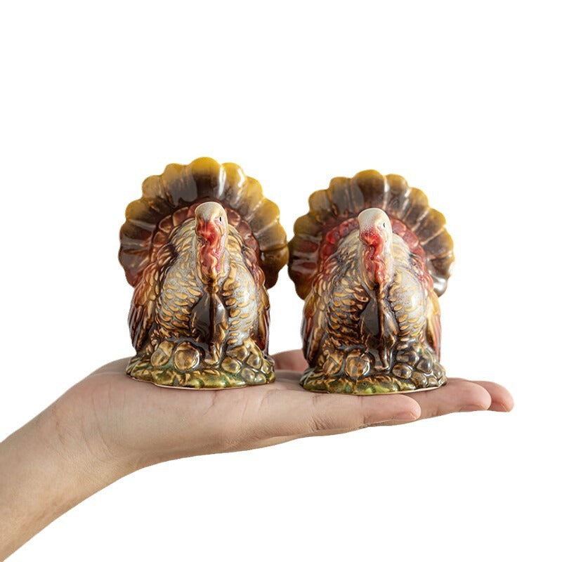 Ceramic Turkey Pepper Salt Shaker Set - Kitchen Storage Jar