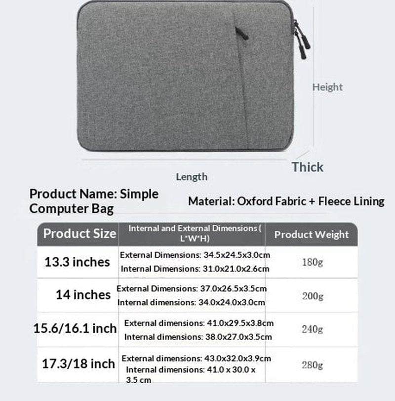 Computer Inner Bag Protective Cover for 15.6-18 Inch Laptops